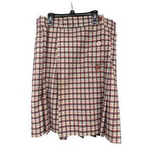 Retro Plaid Wrap Pleated XL Skirt Autumn Pumpkin Whimsygoth Dark Academia Potter